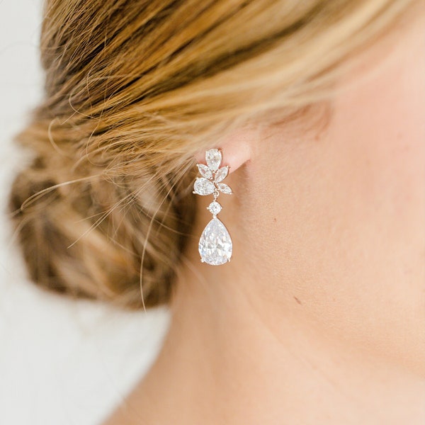 Bridal Drop Earrings Bridesmaid Earrings Wedding Crystal Drop Earrings, Cubic Zirconia Earrings, Bridesmaid Gift, Charlotte Bridal Earrings