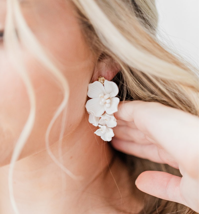 bridal flower earrings