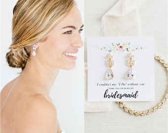Bridesmaid Jewelry Set, Bridesmaid Earrings, Bridesmaid Earrings Bracelet Set, Teardrop Earrings, Wedding Bracelet,  Rose Gold, Gold, Silver