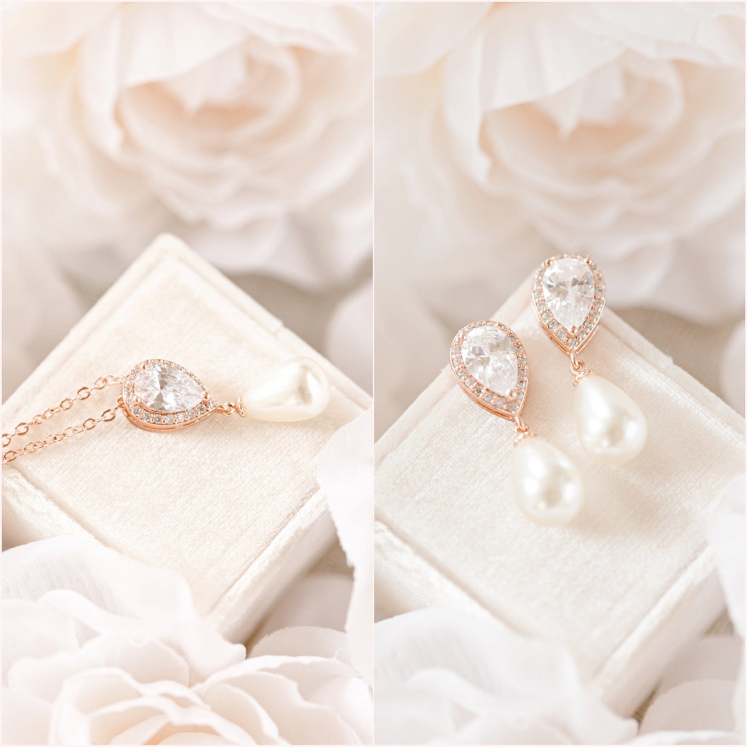 Pearl Wedding Jewelry Pearl Bridal Jewelry Set Pearl Earrings Pearl