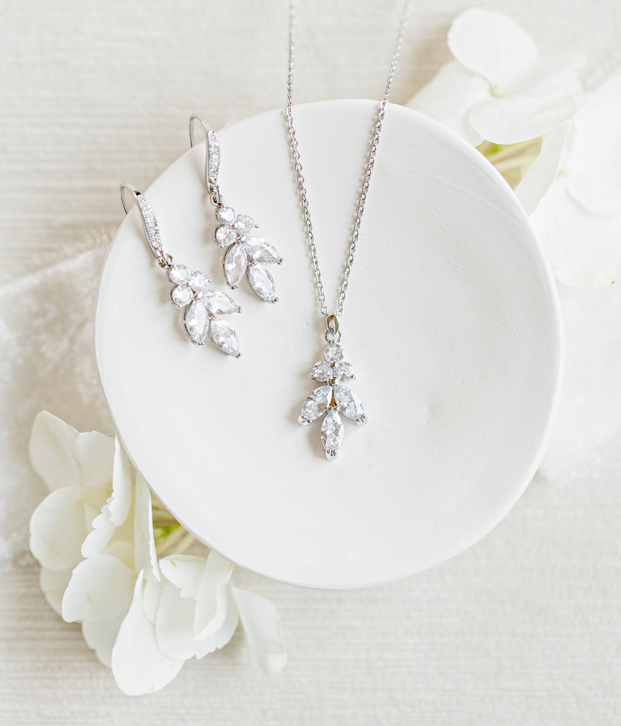 Silver Bridesmaid Jewelry Set Bridesmaid Gift Bridal Jewelry Etsy