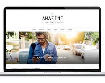 Amazine Premade Blogger Template - Premium Blogger Theme - Responsive Blogger - Minimalist Lifestyle Feminine Blog
