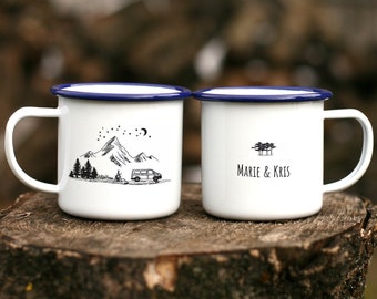 Personalised T5 Vanlife Mug Campervan Enamel Camp Mug Cup Custom Camping Mug For Couples Gift Mug Equipment Camping Gift
