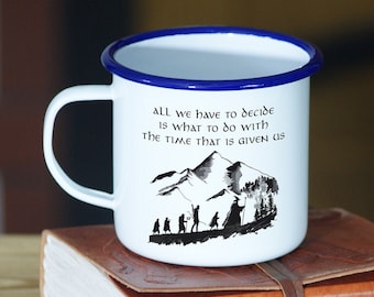 Personalised Hobbit Mug, Lord of The Rings Mug, Tolkien Mug, Enamel Mug