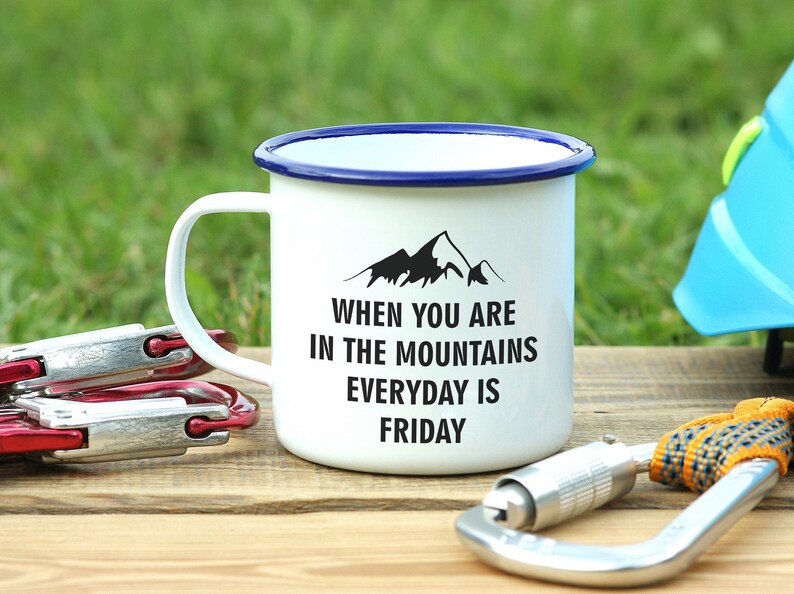 Mountains MUG Customized Cup Hiking Enamel METAL Camping MUG Etsy