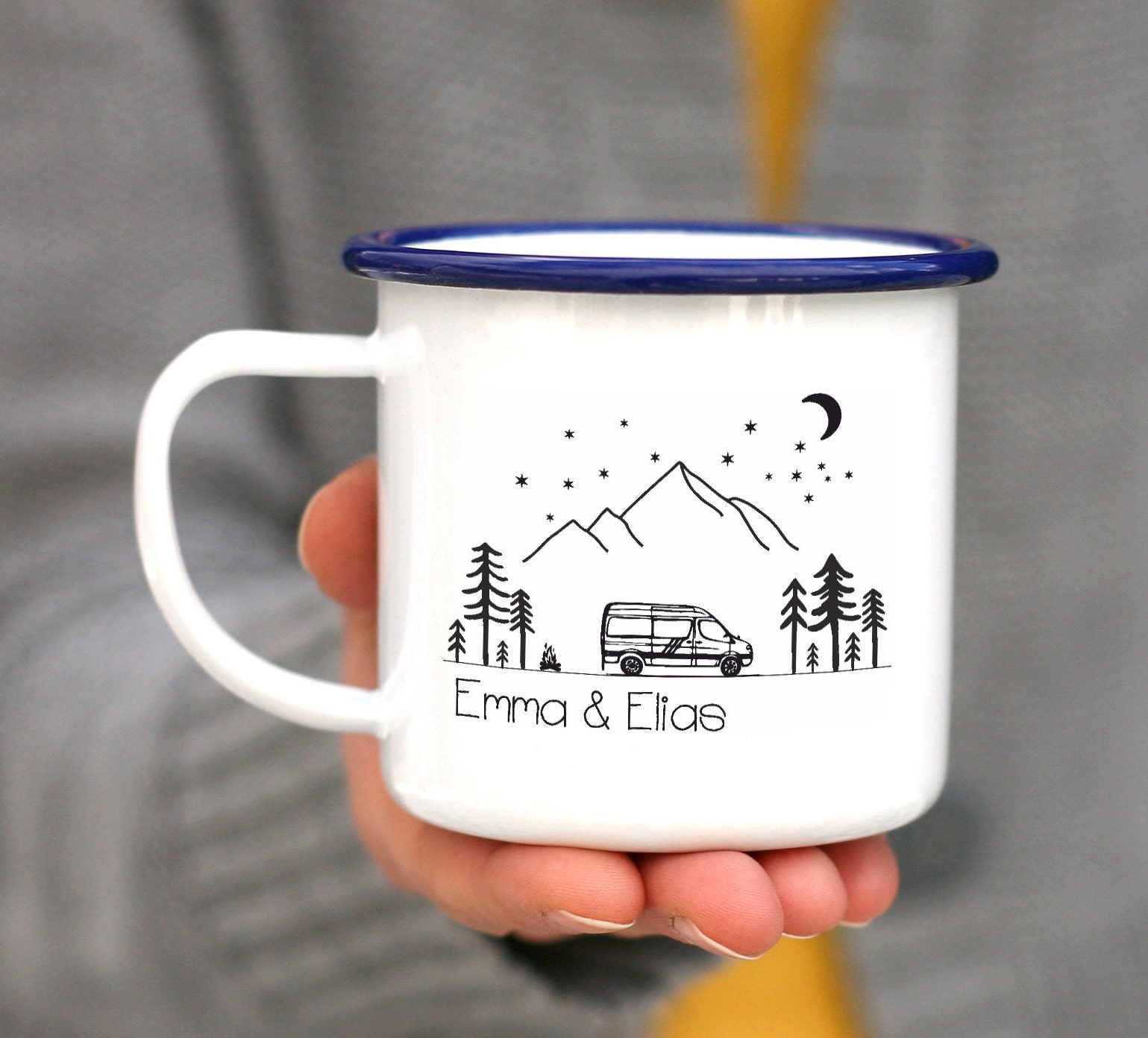 Tasse en Émail Mug Personnalisé Campervan Sprinter Voyage Vanlife