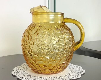 Honey Gold Pitcher | Crinkle Texture | Lido | Anchor Hocking