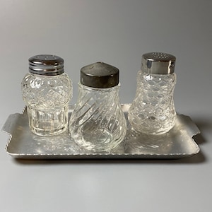 Mixed Set of Three Salt & Pepper Shakers with Tray