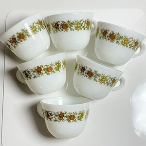 Milk Glass Mugs | Vegetable Spice of Life | Set of Six with Bonus Mug Tree