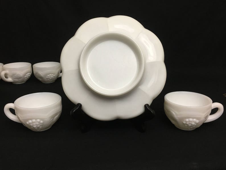 Opaque Milk Glass Punch Bowl Set Mckee Westmoreland Etsy