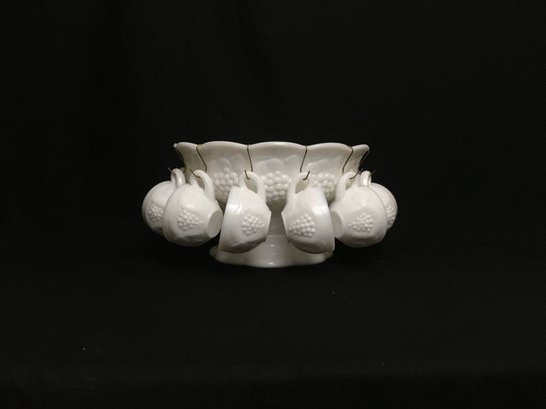FREE SHIPPING Opaque Milk Glass Punch Bowl Set McKee Etsy