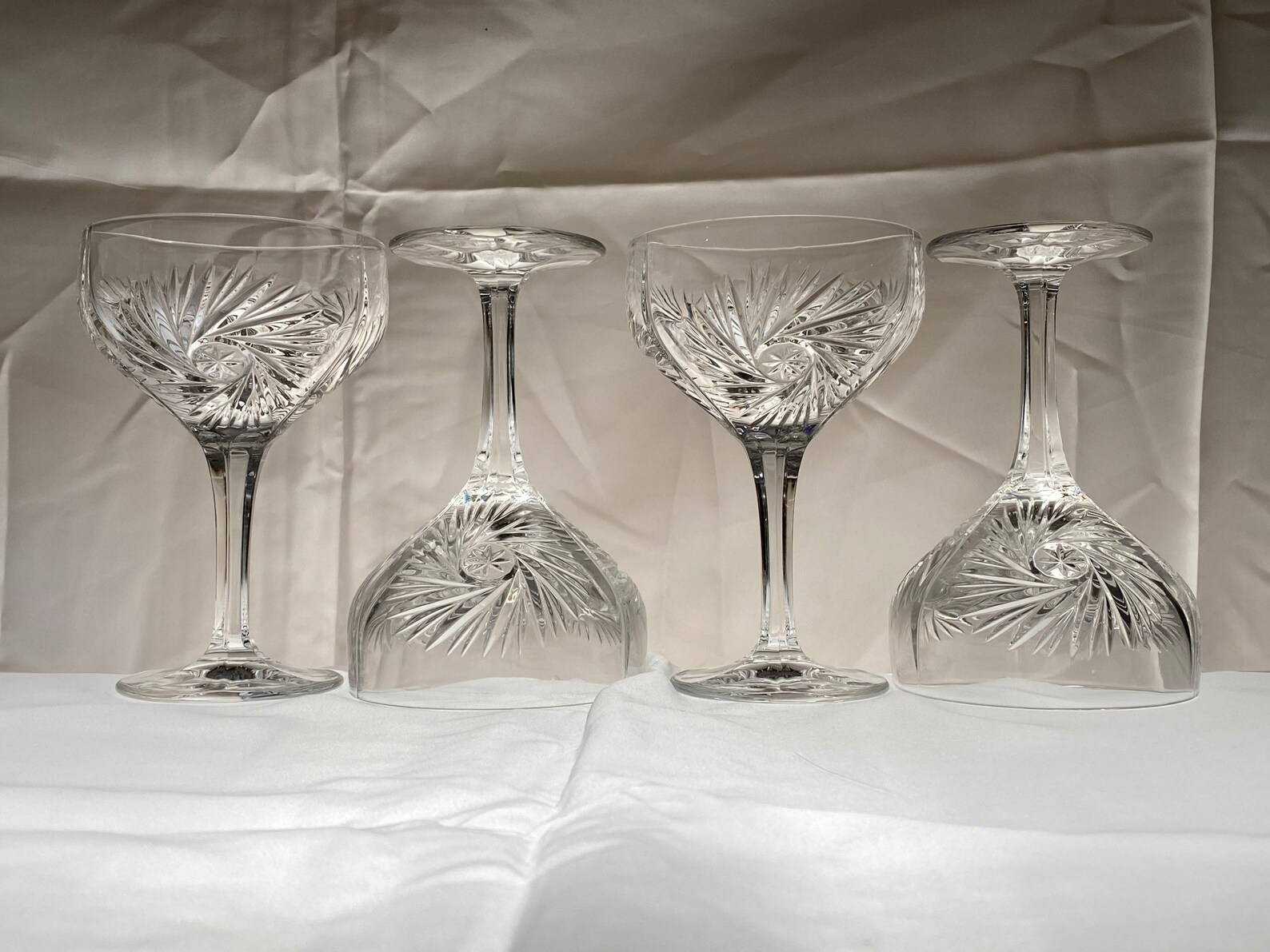 Crystal Wine Glasses Set of Four Cut Pinwheel and Star Etsy