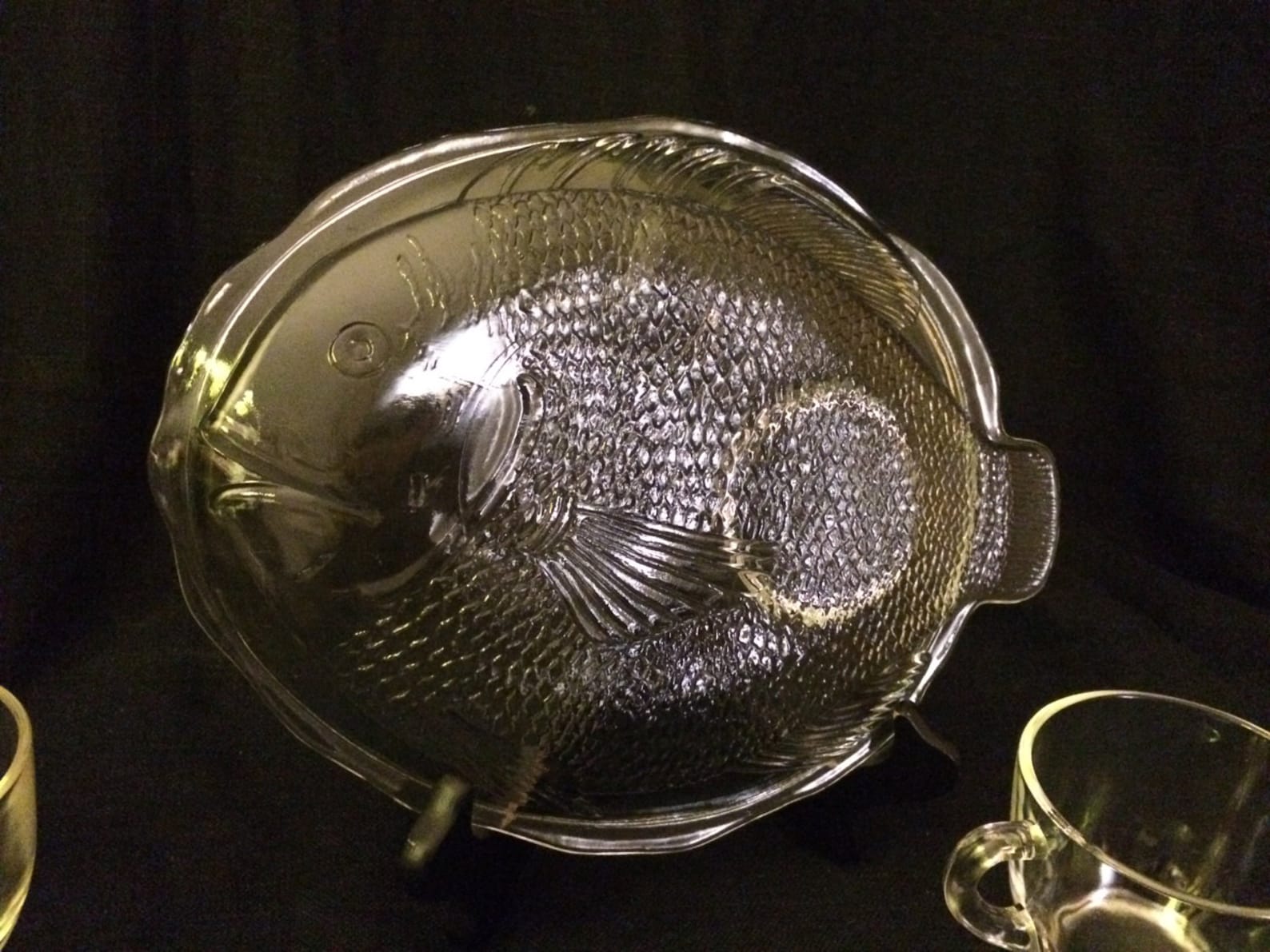 Vintage Glass Snack Trays with Cups Set of 2 Fishy Fishy Etsy