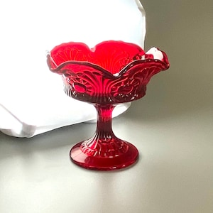 Fenton Red Glass Compote