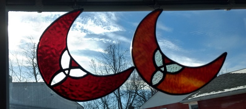 Triskele Crescent Moon Stained Glass Suncatchers