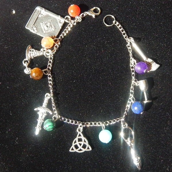 Clearance- Chakra Gemstone Altar Tool charm bracelets Witch Jewelry