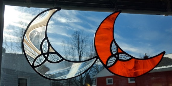 Triskele Crescent Moon Stained Glass Suncatchers