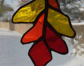 Thanksgiving Stained glass Oak Leaves Suncatcher Ornaments.