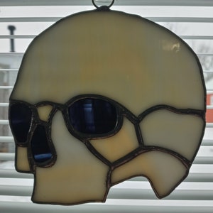 Gothic Halloween Skull stained glass suncatcher ornament