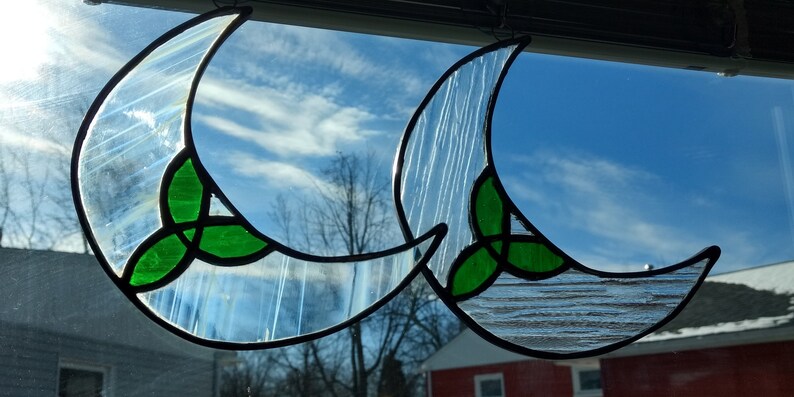 Triskele Crescent Moon Stained Glass Suncatchers