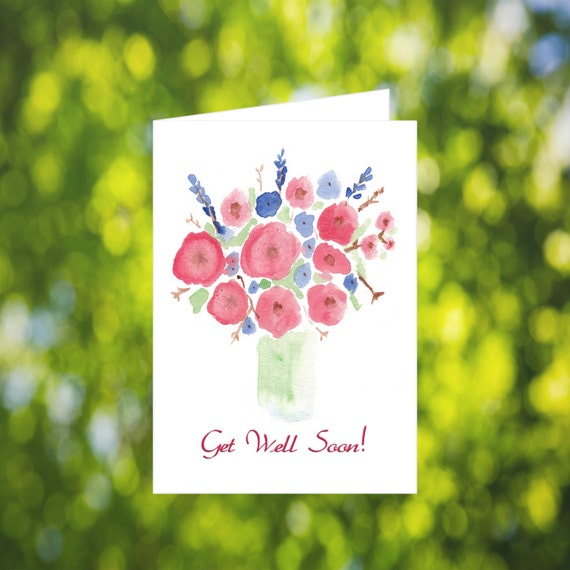 printable get well soon card watercolor flower get well card etsy get well soon cards printables
