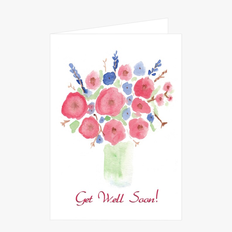 Printable Get Well Soon Card Watercolor Flower Get Well Card Etsy