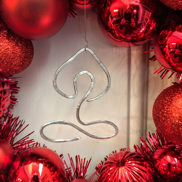 Silver Yoga Christmas Ornament - Lotus Pose SALE