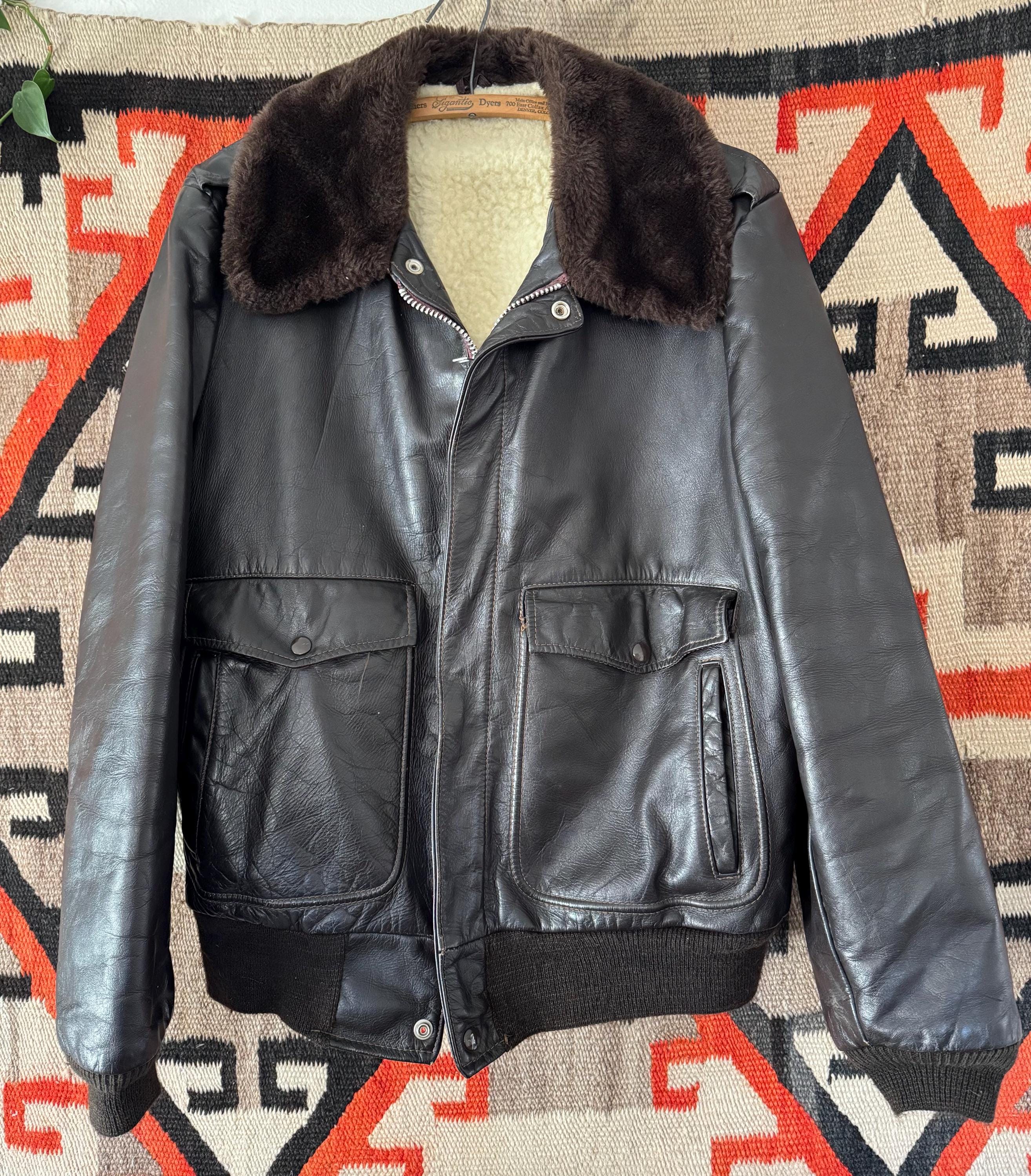 Vintage 1960's 1970's Unbranded A-2 Style Leather Jacket Size