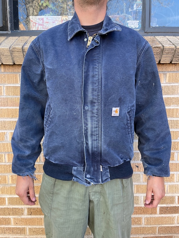 Vintage 1990’s FR Carhartt faded navy blue jacket 