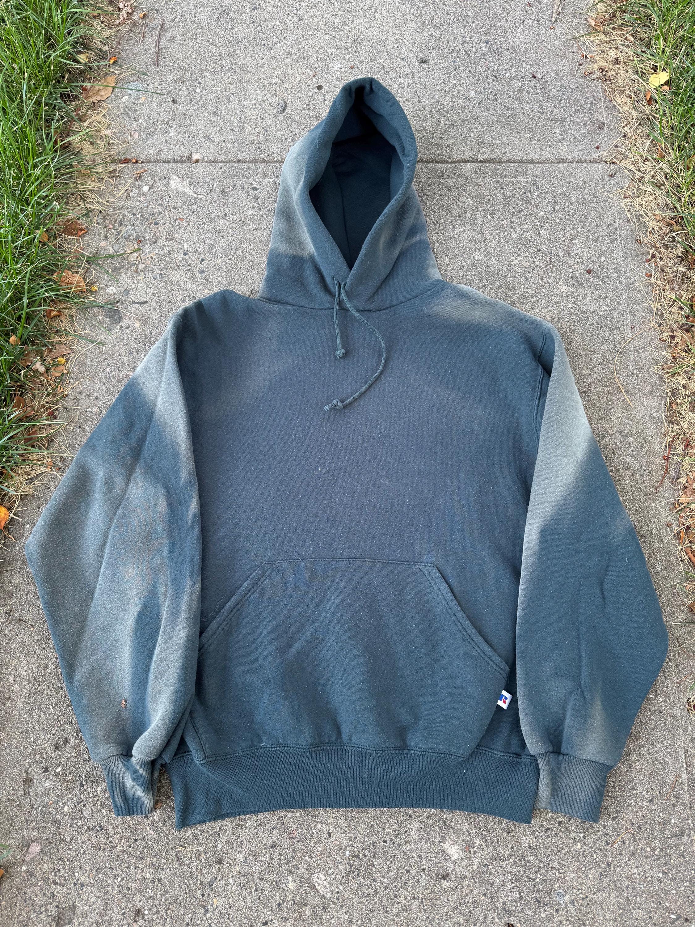 Vintage 1990's Russell Athletic Sun Faded Distressed Grunge Green