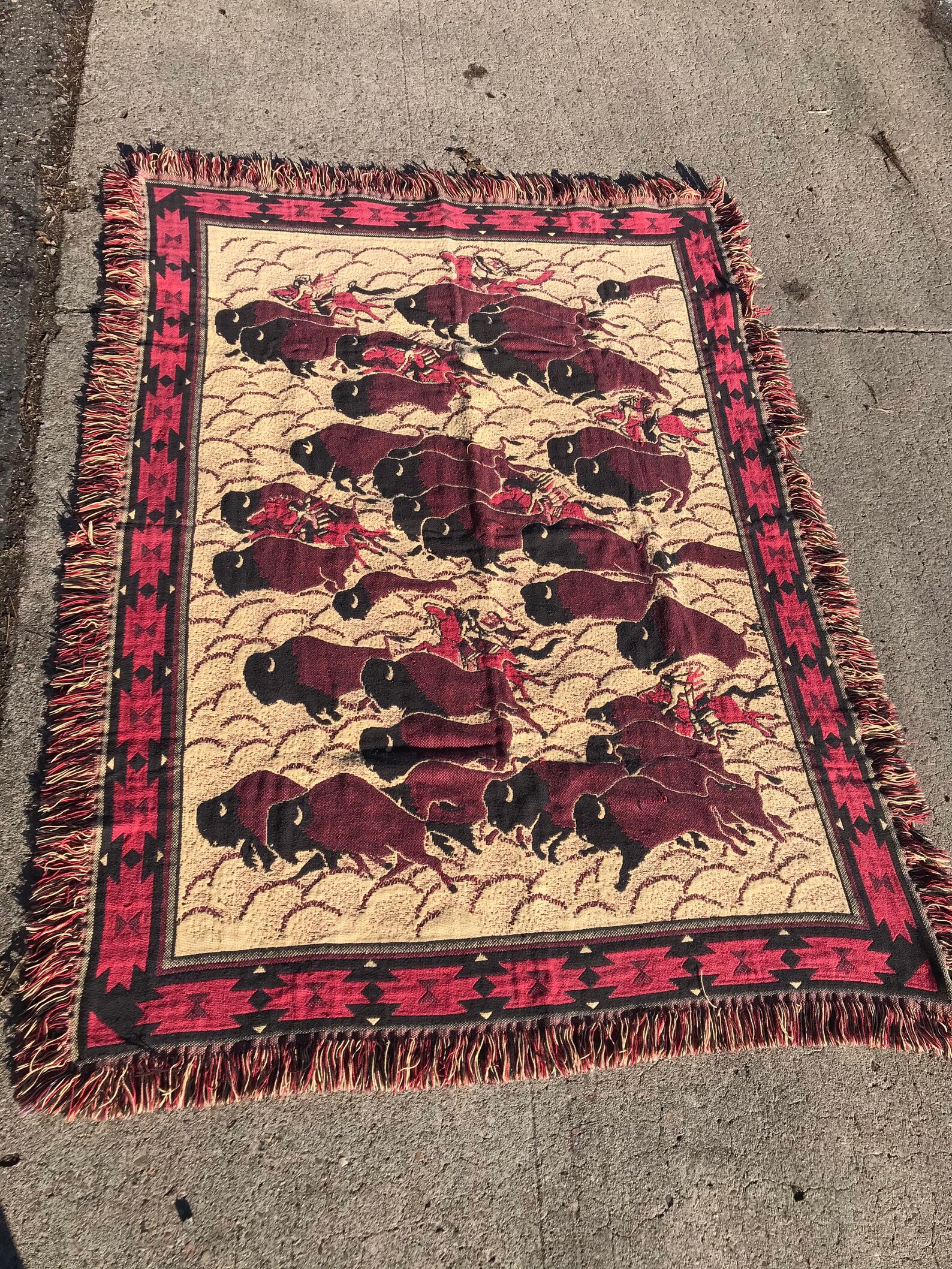 Vintage 1990s Native American Buffalo Throw Blanket 68x50 Etsy