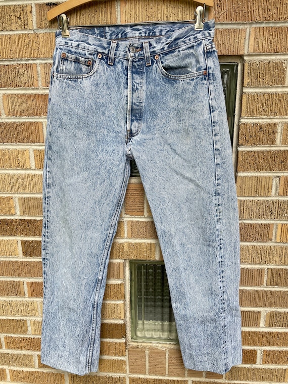 Late 1980’s distressed Levis 501 acid washed denim