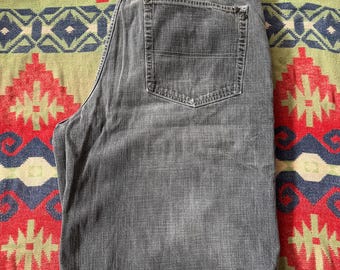 Vintage 90-tals Y2K Enyce svarta baggy jeansshorts med midja 38