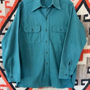 1970’s Woolrich Green cotton work shirt flannel size large