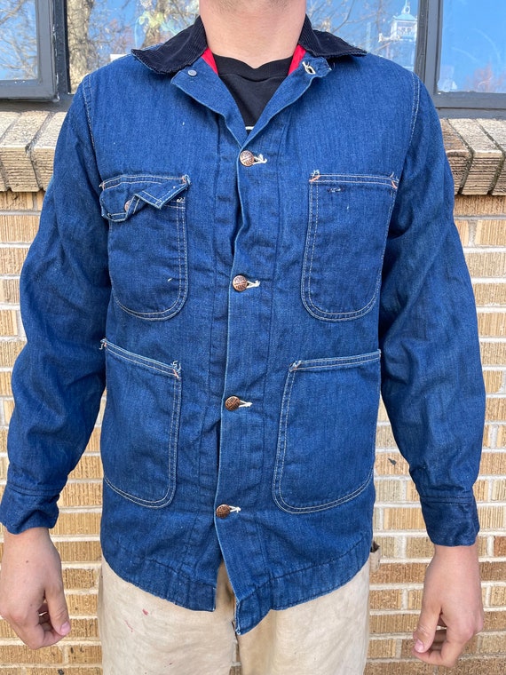 Vintage 1950s 60s Montgomery Ward Powr House Denim Chore Coat Size 