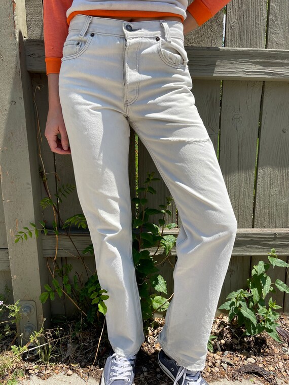 Vintage Late 1970’s white Levis 701 denim petite m