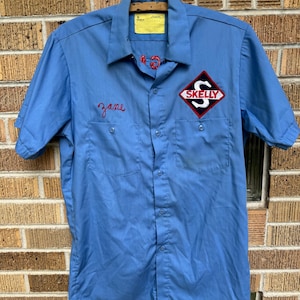 Vintage 1960’s Kingman Skelly Service chain stitching work shirt size small