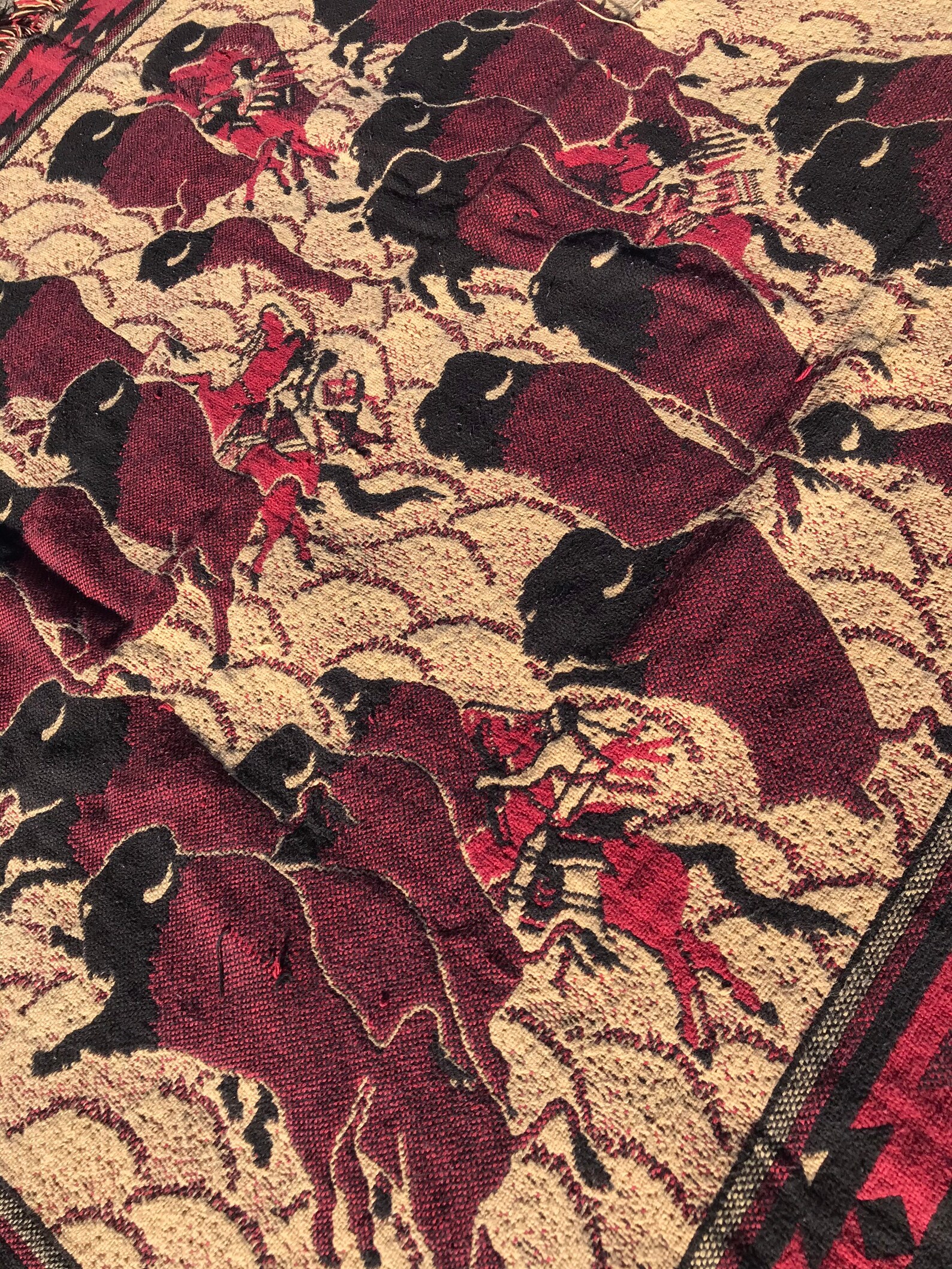 Vintage 1990s Native American Buffalo Throw Blanket 68x50 Etsy