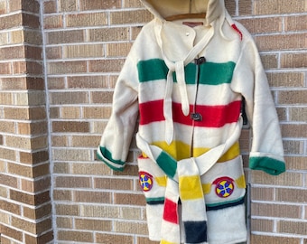 Vintage Hudson's Bay Point Blanket Capote Wool Blanket Coat The Good Omen Colorado made L/XL