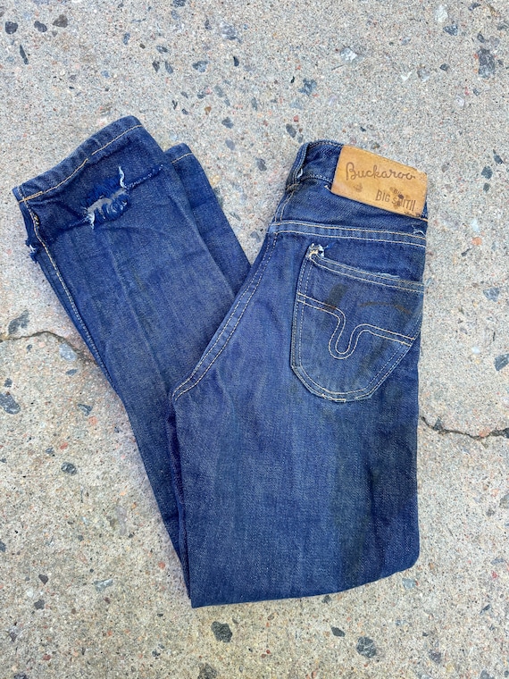 50S〜60S BIG SMITH×Buckaroo レザー 濃紺 ビンテージ キッズ 古着 50-60s Buckaroo by BIG SMITH フロント ジップ