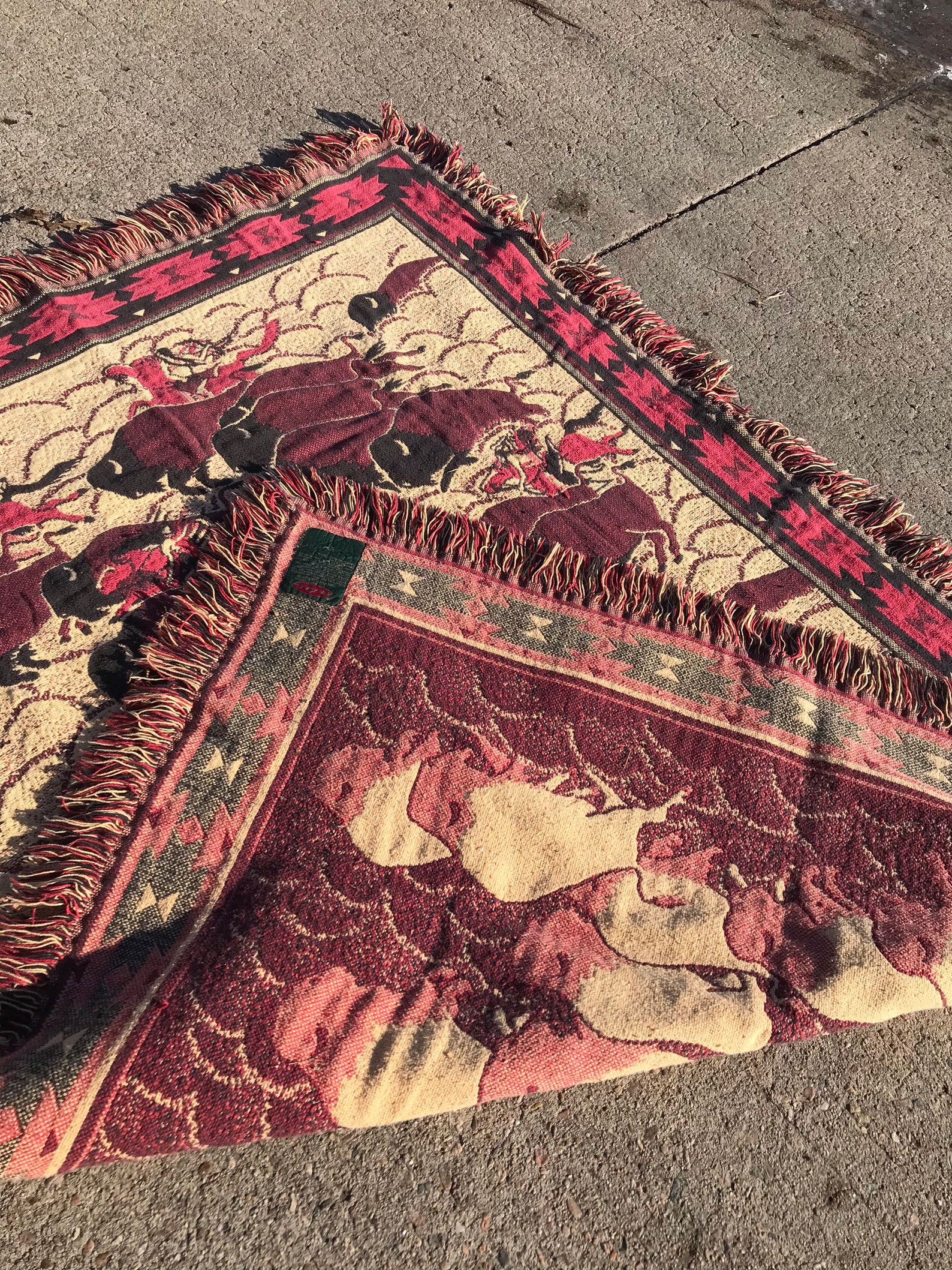 Vintage 1990s Native American Buffalo Throw Blanket 68x50 Etsy
