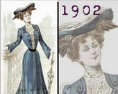 Simple Dress with round skirt - Edwardian Reproduction PDF Pattern - 1900 39 s - made from original 1902 La Mode Illustree pattern