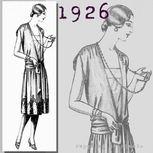 Lady's Evening Dress - 35" Bust -  Vintage Reproduction PDF Pattern - 1920's - made from original 1926 pattern