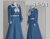 Travelling excursion outfit (Skirt, Bodice, Dickey, Necktie) Edwardian Reproduction PDF Pattern - 1900 39 s - made from original 1901 pattern