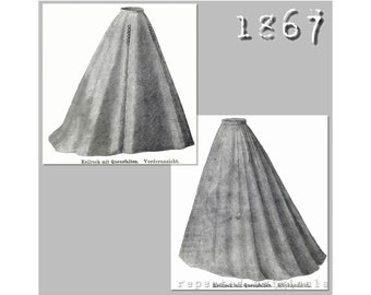 Pleated Gored Skirt -  Victorian Reproduction PDF Pattern - 1860's - made from original 1867 Der Bazar pattern