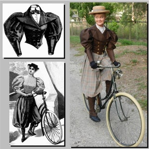 Bicycle Outfit - Victorian Reproduction PDF Pattern - 1890's -  36" Bust -  made from original 1895 La Mode Illustree  pattern