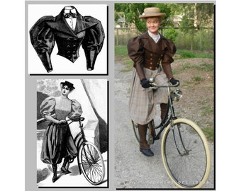 Fahrrad Outfit - Viktorianische Reproduktion PDF Schnittmuster - 1890er Jahre - 36" Büste - hergestellt aus original 1895 La Mode Illustree Schnittmuster
