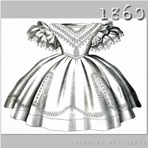 Robe pour fille de 6 à 8 ans Modèle PDF de reproduction victorienne Années 1860 Fabriqué à partir du modèle original de 1860 image 1