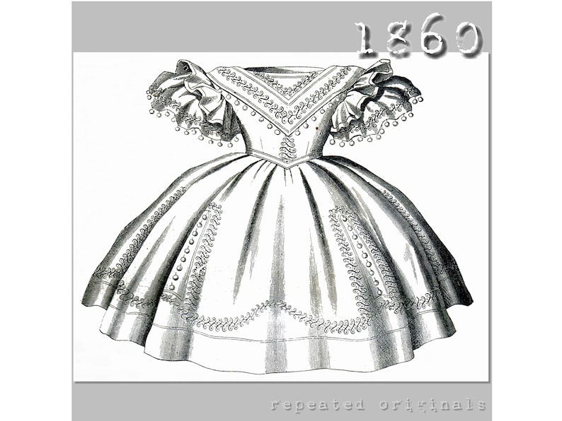 Robe pour fille de 6 à 8 ans Modèle PDF de reproduction victorienne Années 1860 Fabriqué à partir du modèle original de 1860 image 1