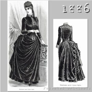 Dress for older ladies - Victorian Reproduction PDF Pattern - 1880&#39;s -  made from original 1886 pattern